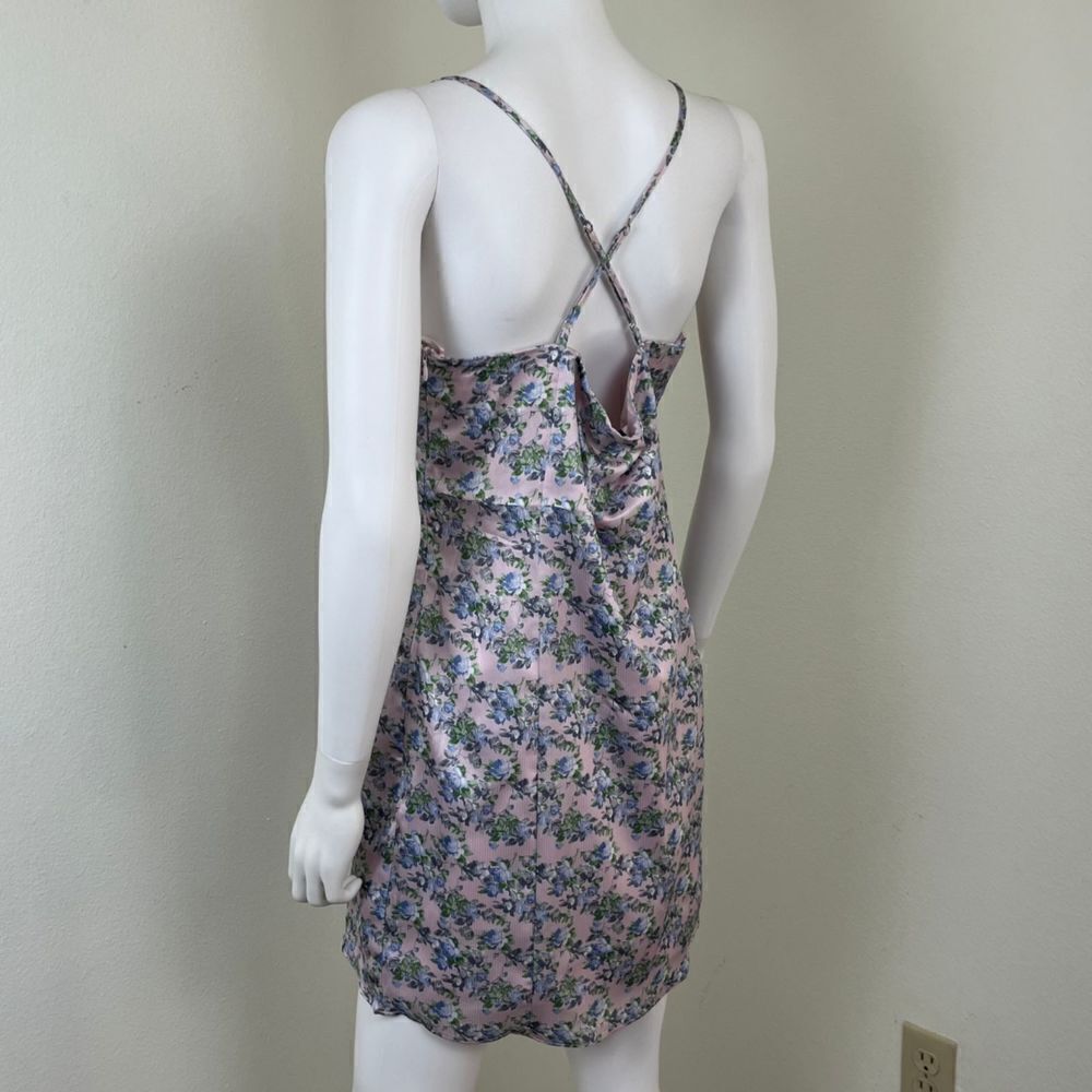 Endless Rose Woman's Size L Pink Floral Satin Mini NEW Dress Sleeveless Party - Picture 8 of 16